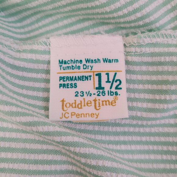 Vintage Toddler Time Baby Romper 3 fish Size 1.5 Striped Overalls JCPenney - Picture 5 of 10